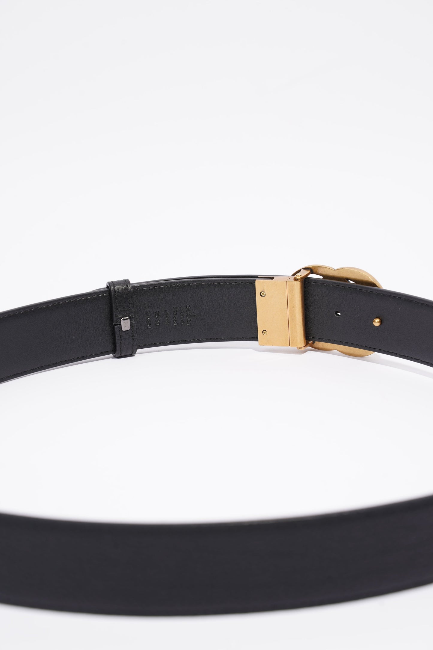 Gucci GG Gold Buckle Belt Black Grained Leather 95cm 38"