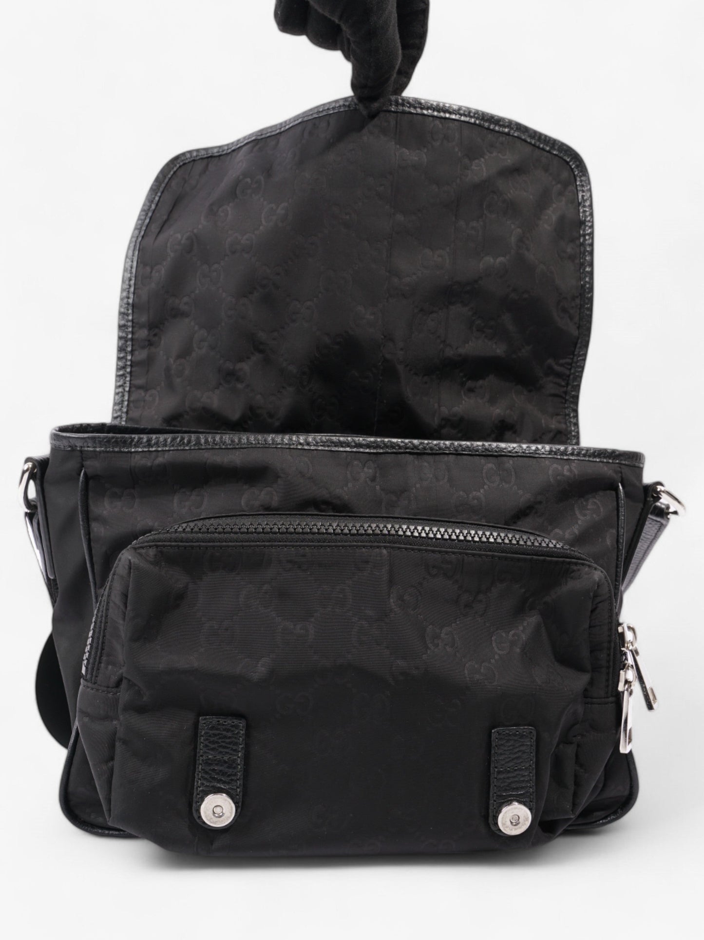 Gucci Monogram Messenger Bag Black Nylon