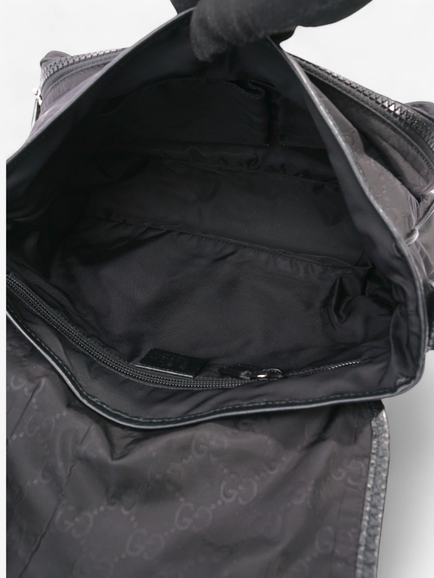 Gucci Monogram Messenger Bag Black Nylon