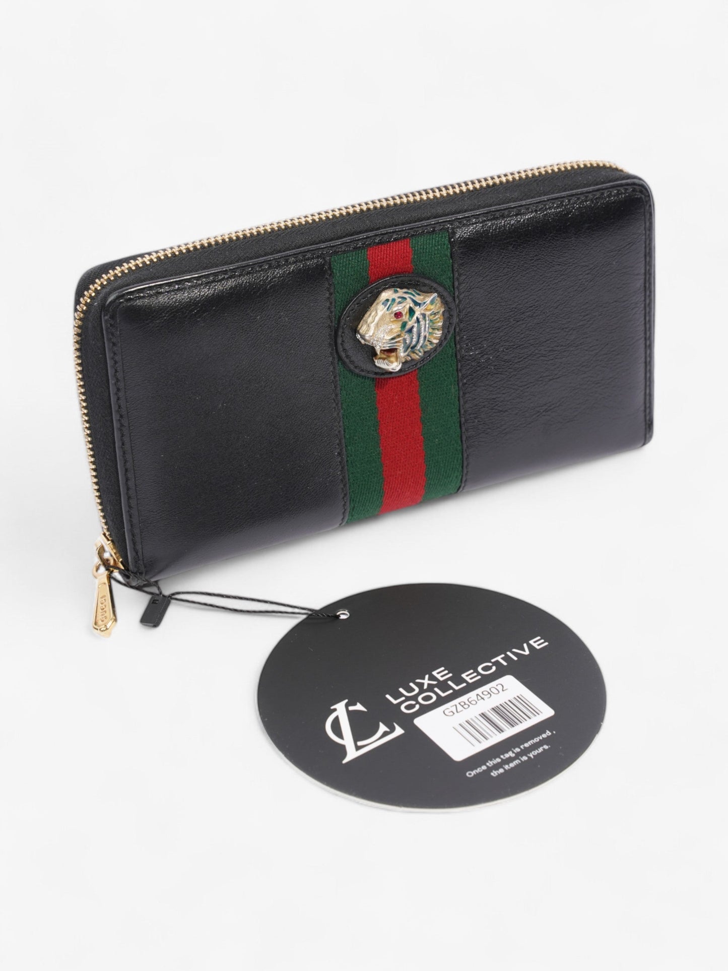 Gucci Rajah Zip Around Wallet Black / Green / Red Leather