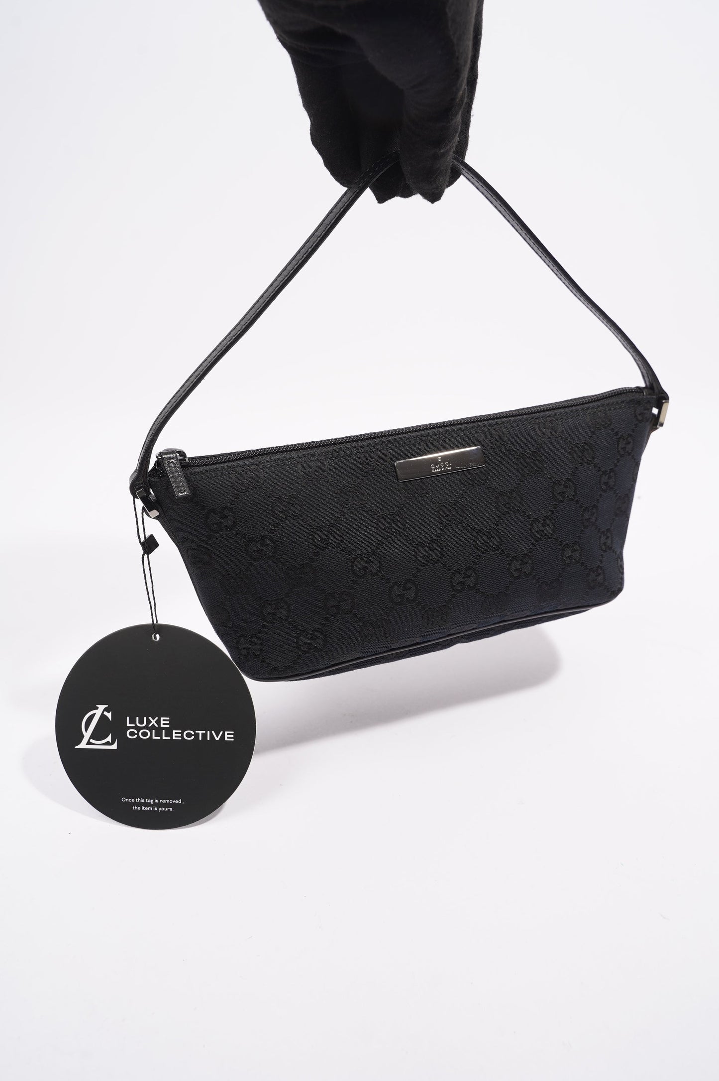 Gucci Boat Pochette Bag Black Canvas