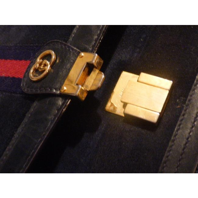 Gucci Ophidia Clutch Ac Suedeleather Two Way Messengerclutchcross Body Navy Suedelthrsherry Stripe A