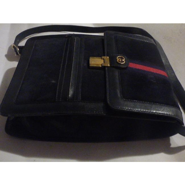 Gucci Ophidia Clutch Ac Suedeleather Two Way Messengerclutchcross Body Navy Suedelthrsherry Stripe A