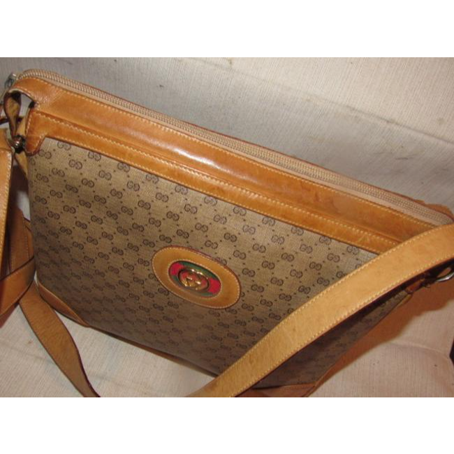 Gucci Vintage Pursesdesigner Purses Brown Leather And Large G Logo Print Coated Canvas With Redgreen
