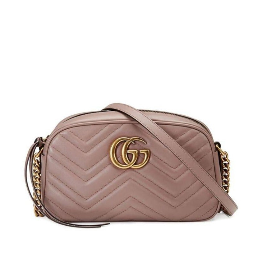 Gucci 447632 520981 Women's Pink Quilted Leather GG Marmont Shoulder bag (GG2070)