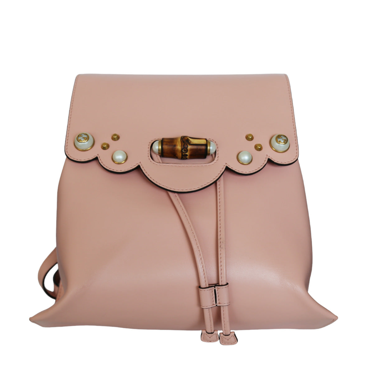 Gucci 476449 DVUQJ 5965 Women's Pink Pearly Peony Leather Backpack (GG2081)