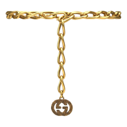 Gucci Antique Gold-Toned Metal Chain Waist Belt with Interlocking G Size 60