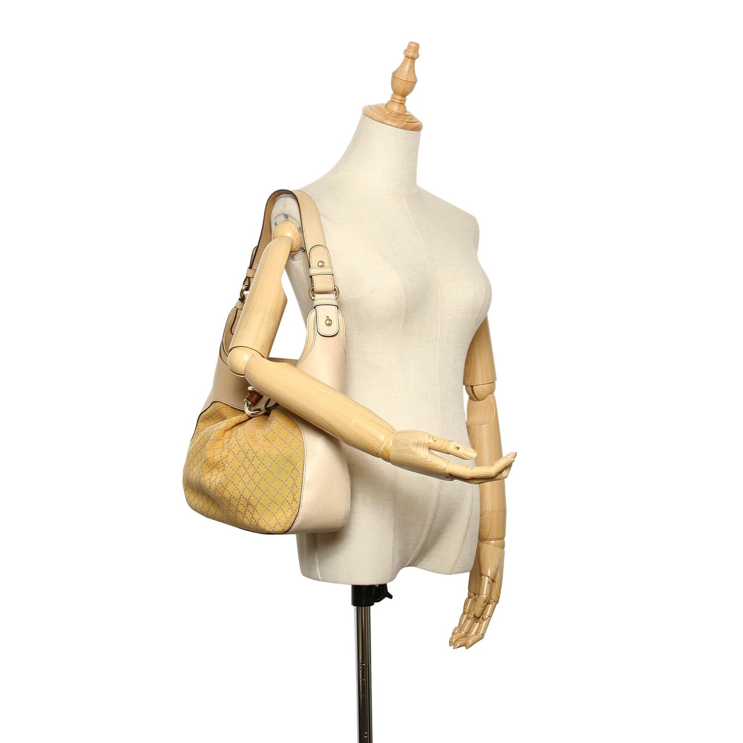 Gucci Bamboo Diamante Canvas Shoulder Bag