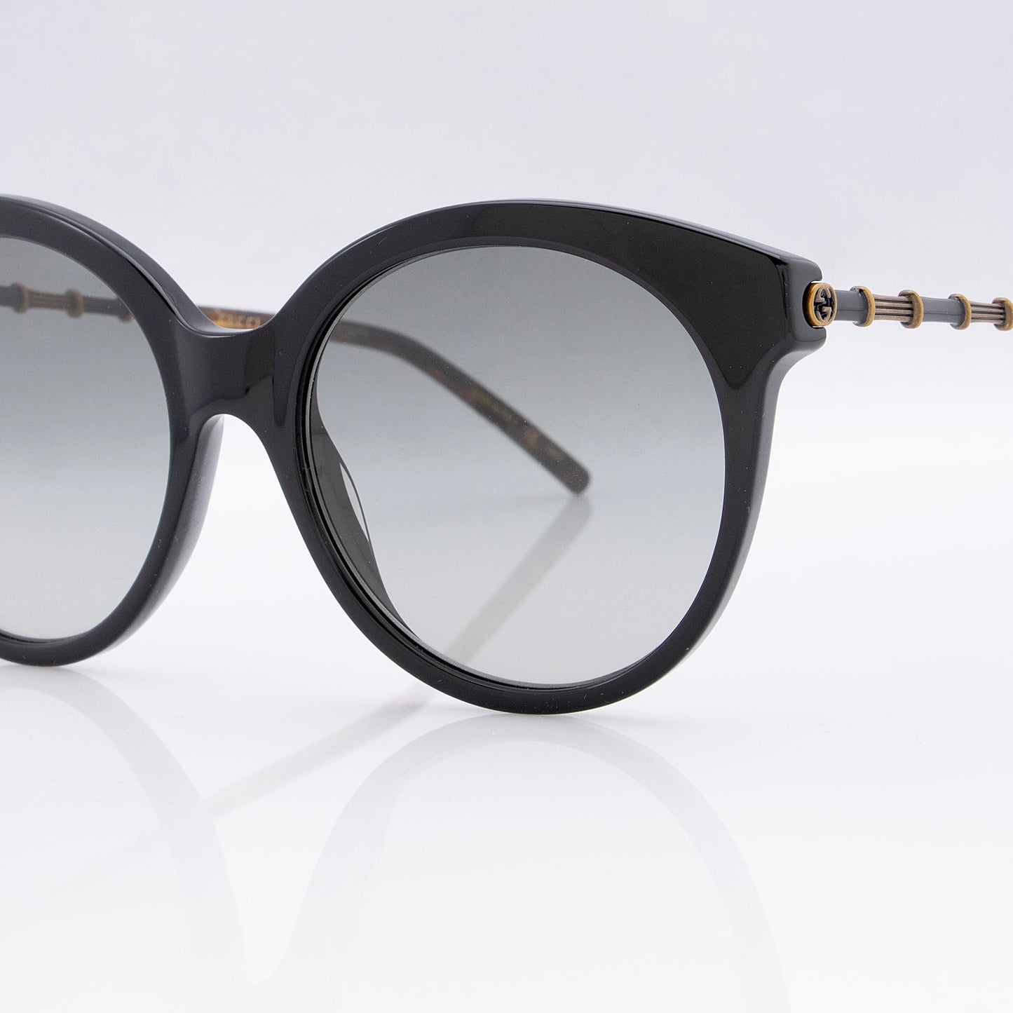 Gucci Bamboo Effect Interlocking G Round Cat Eye Sunglasses (SHF-J46BDC)