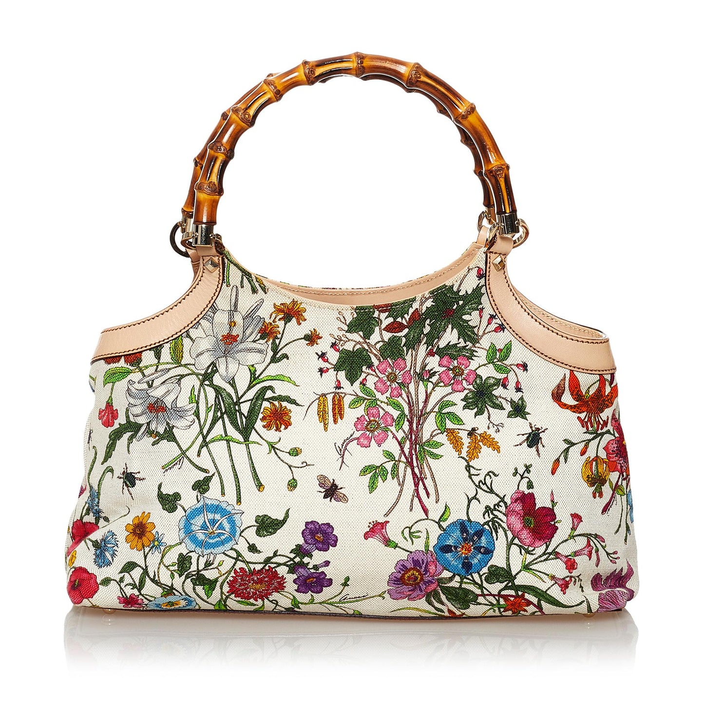 Gucci Bamboo Flora Canvas Handbag