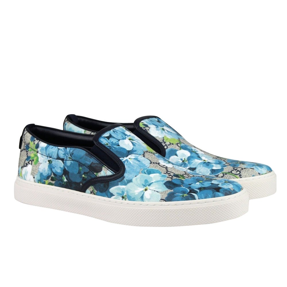 Gucci Men's GG Blooms Print Slip on Sneaker in Blue