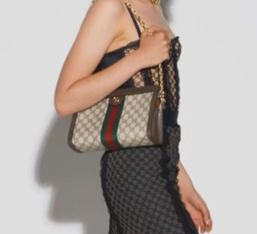 Gucci Brown GG Supreme Ophidia Chain Shoulder Bag