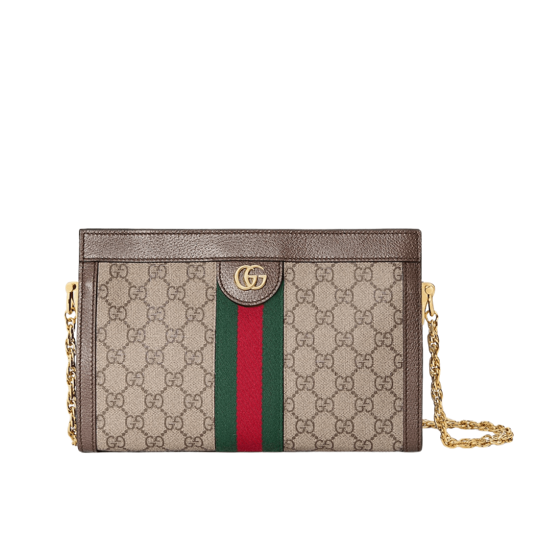 Gucci Brown GG Supreme Ophidia Chain Shoulder Bag