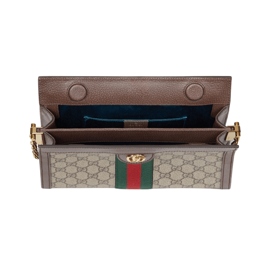 Gucci Brown GG Supreme Ophidia Chain Shoulder Bag