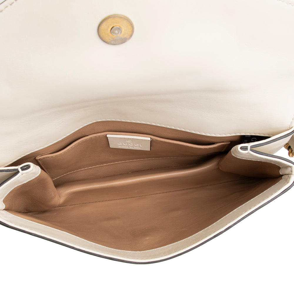 Gucci Calfskin Pearl Bee Broadway Mini Shoulder Bag