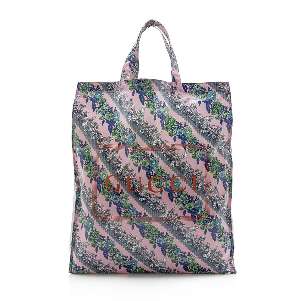 Gucci Coated Canvas Floral Logo Tote (SHF-13265)
