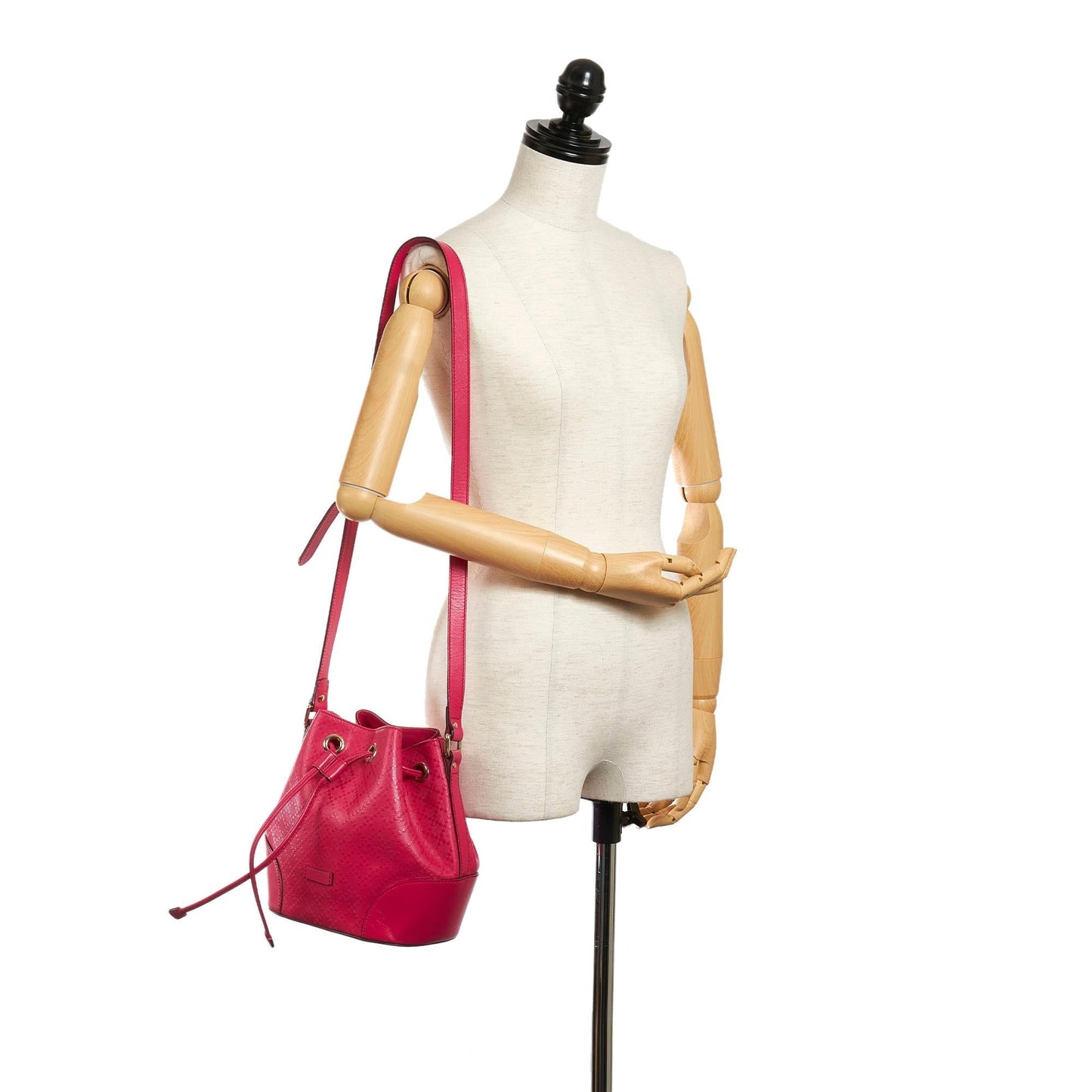 Gucci Diamante Bright Leather Bucket Bag