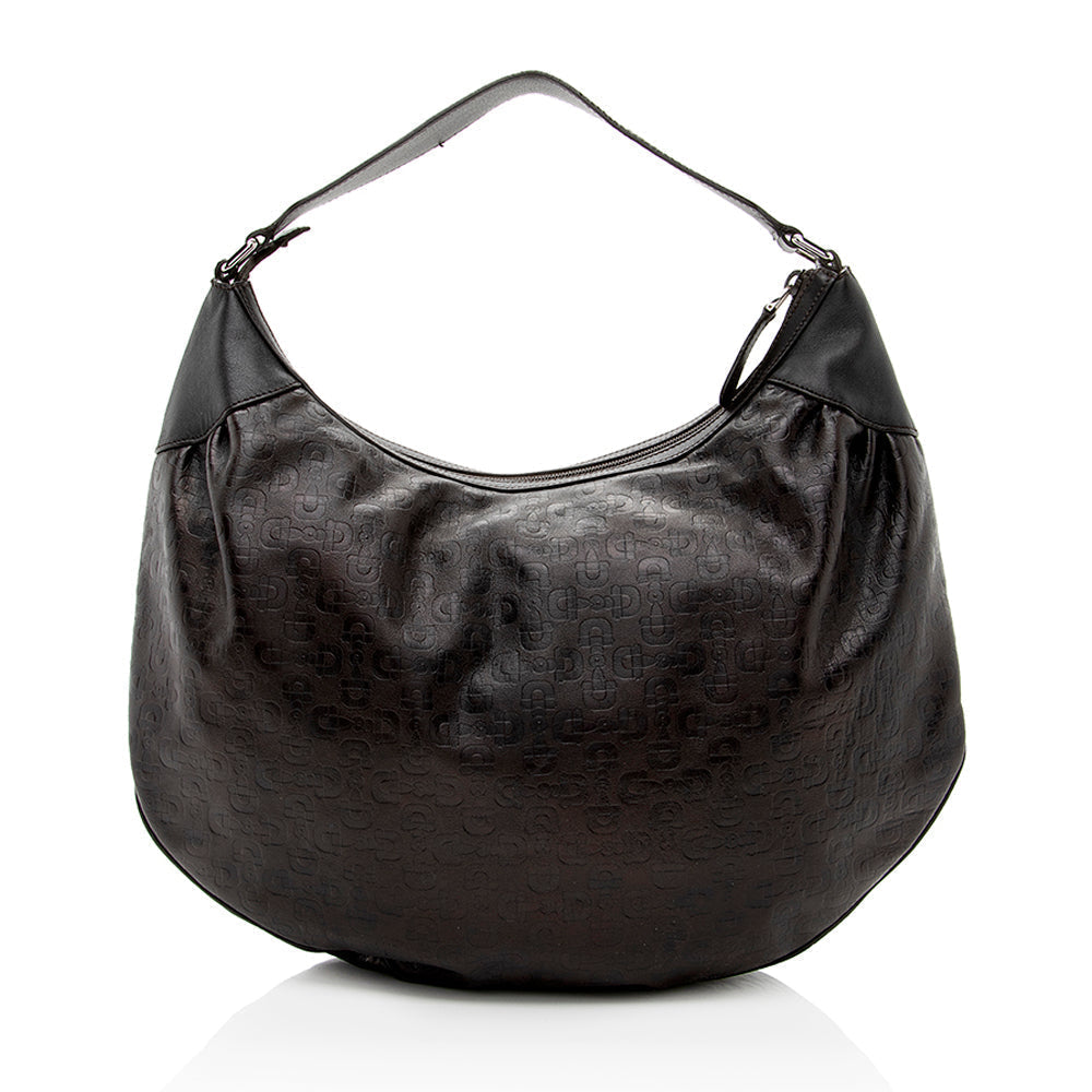 Gucci Embossed Leather Horsebit Large Hobo - FINAL SALE