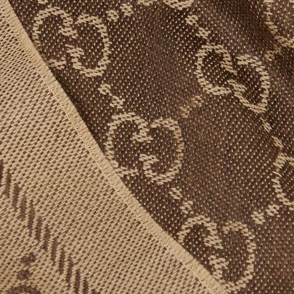 Gucci GG 133483 3G200 Jaucquard Pattern Knitted Scarf In Chocolate 180 cm (GGSM1507)