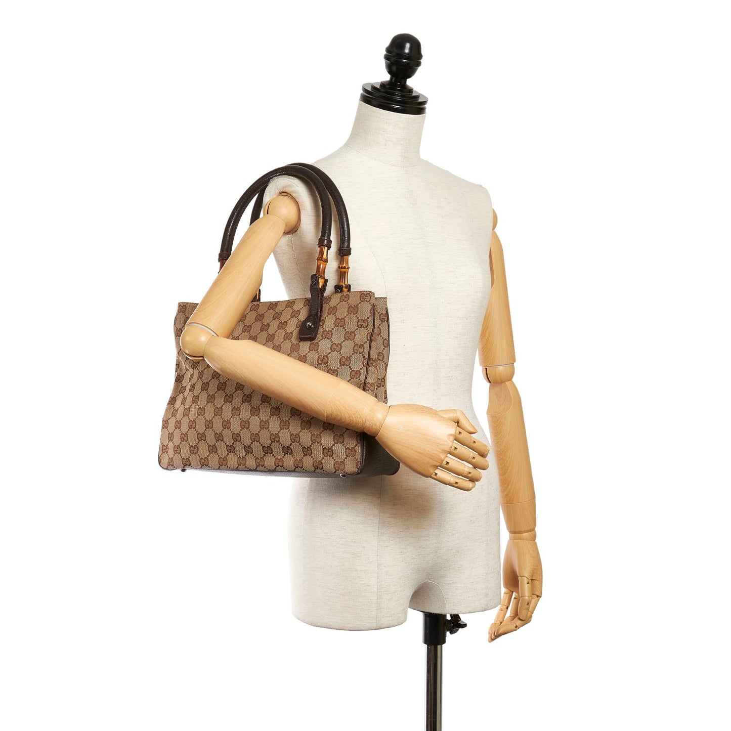 Gucci GG Canvas Bamboo Handbag
