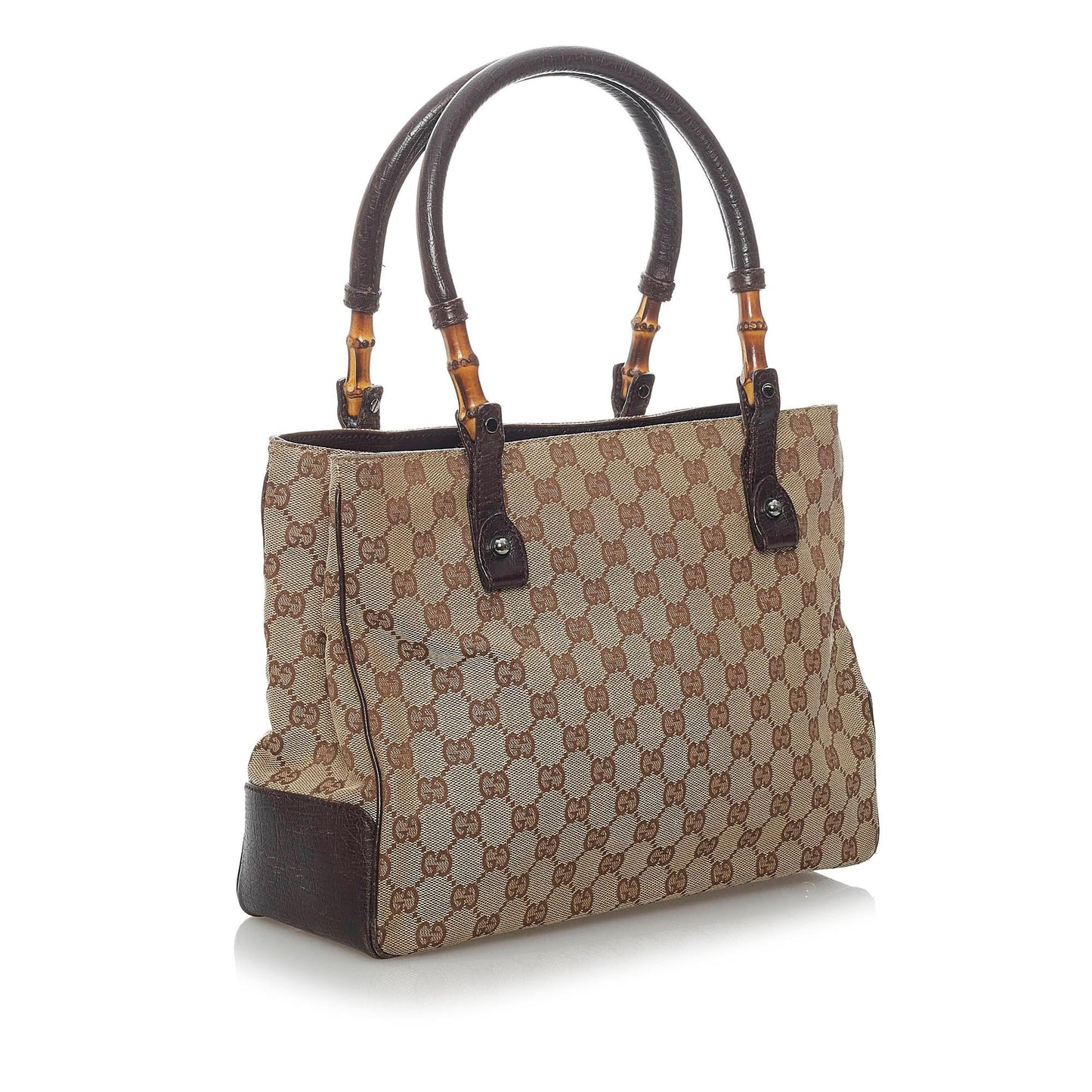 Gucci GG Canvas Bamboo Handbag