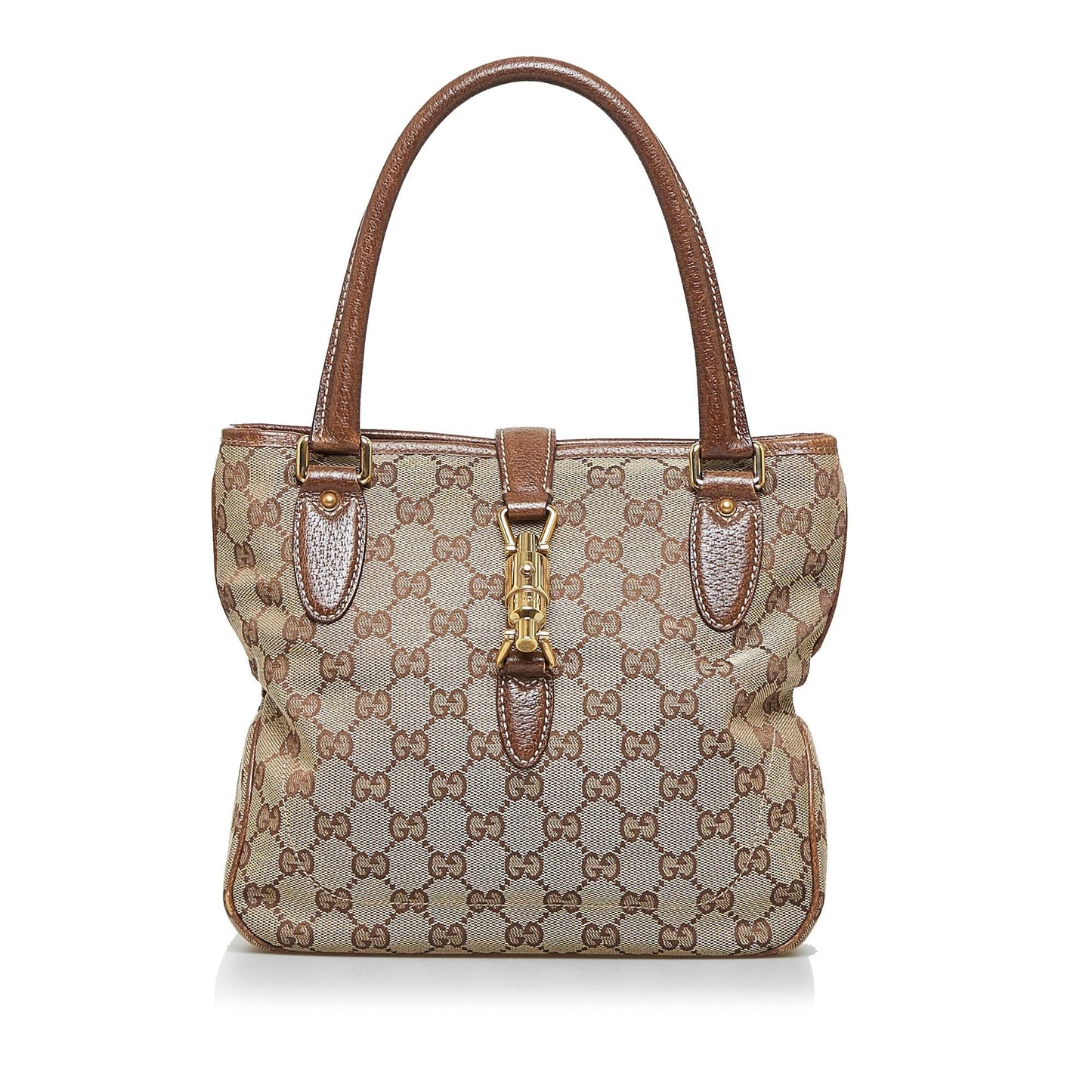 Gucci GG Canvas Jackie Piston Lock Handbag (SHG-R6bLVW)