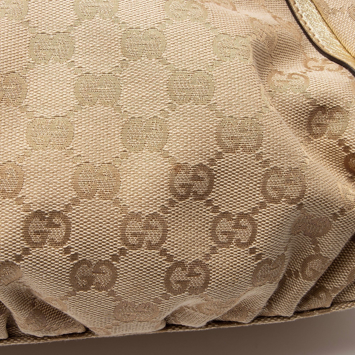 Gucci GG Canvas Metallic Leather D Ring Small Hobo (SHF-nI1P2Q)
