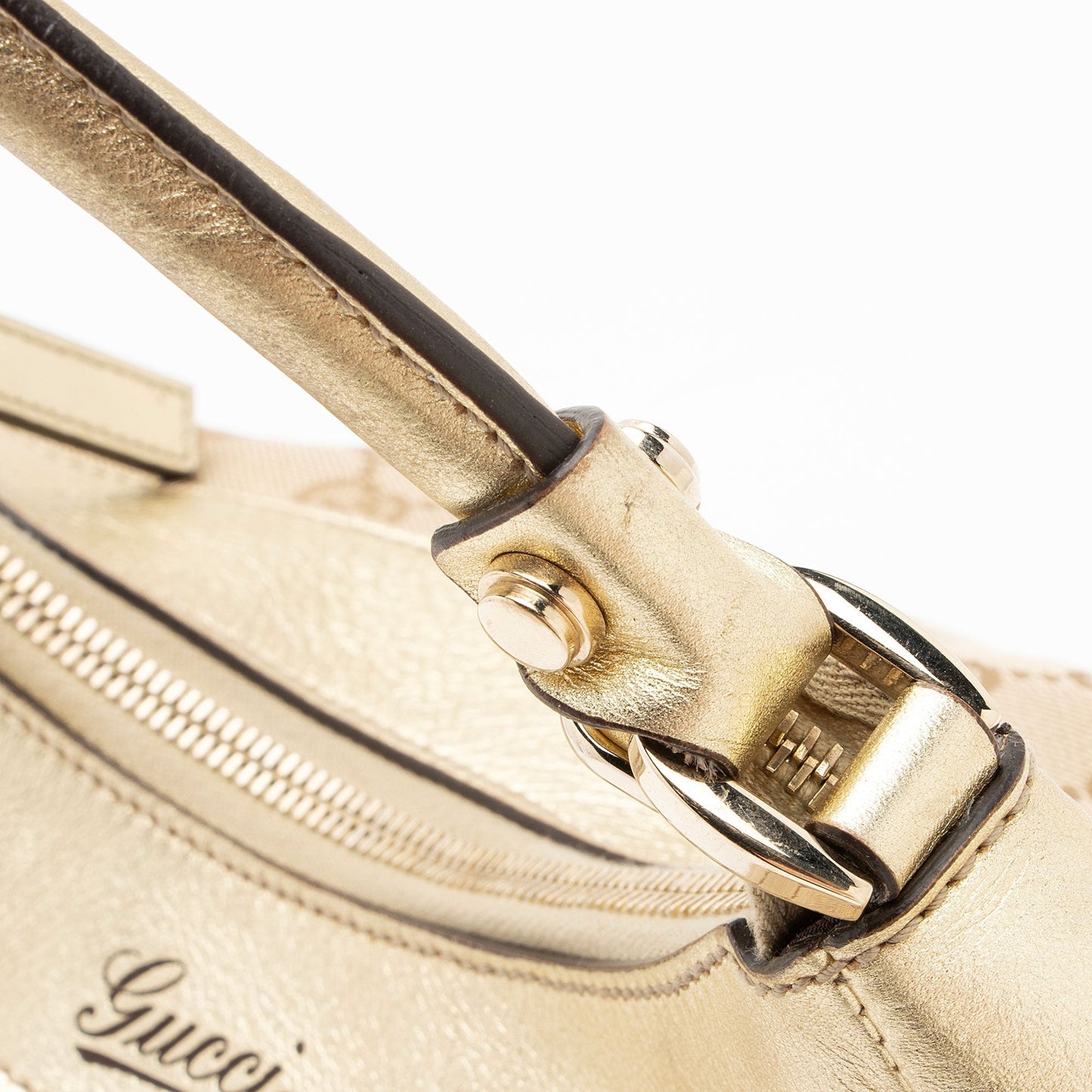 Gucci GG Canvas Metallic Leather D Ring Small Hobo (SHF-nI1P2Q)