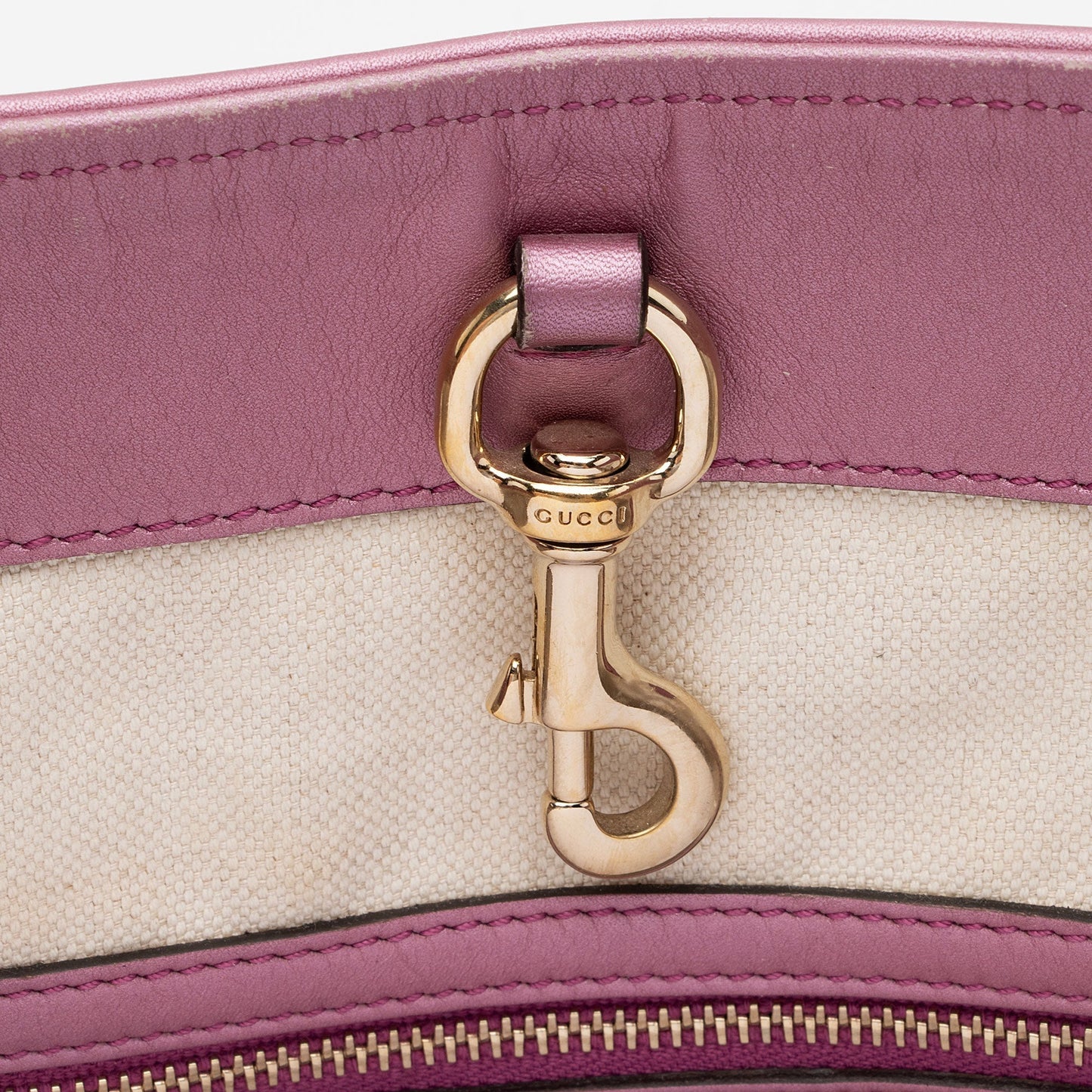 Gucci GG Canvas Metallic Leather Heart Bit Charm Medium Tote (SHF-5MJYxM)