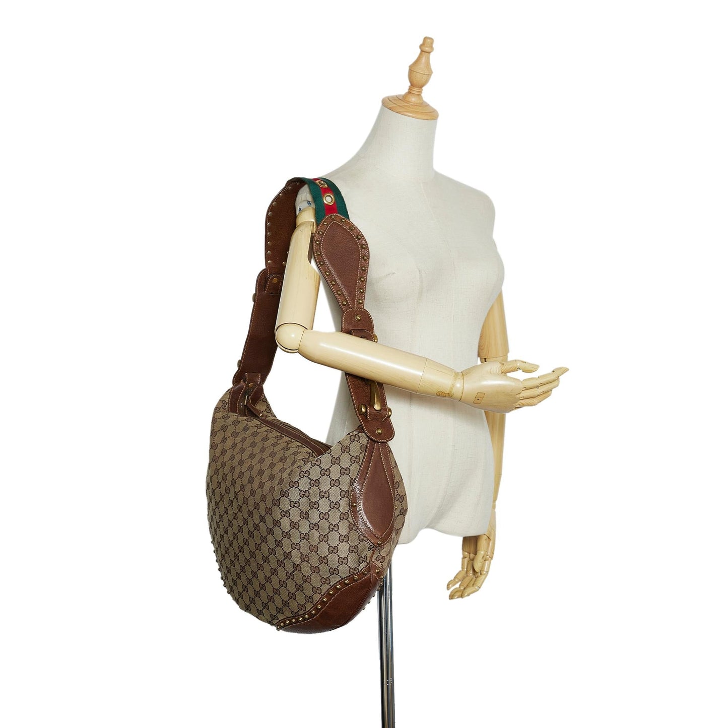 Gucci GG Canvas Pelham Studded Hobo Bag (SHG-w72l4p)