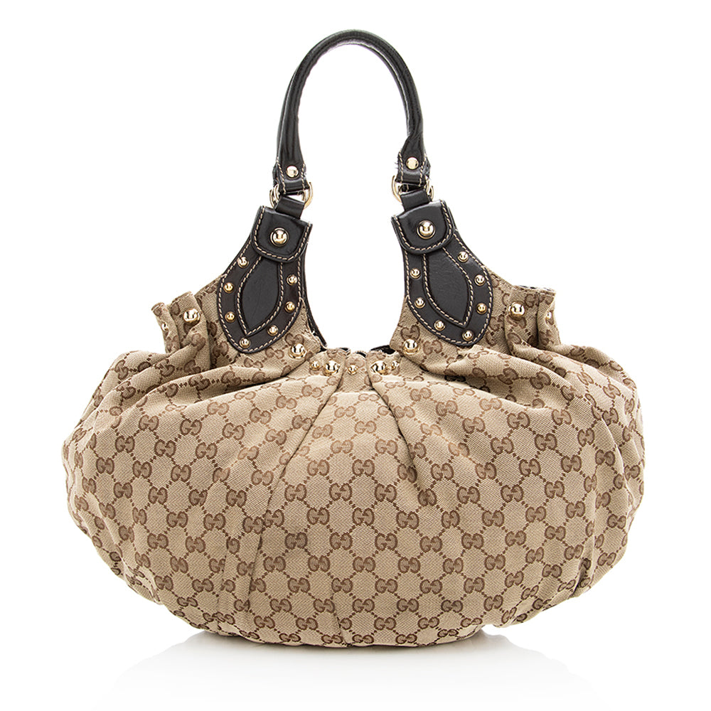 Gucci GG Canvas Studded Pelham Small Shoulder Bag