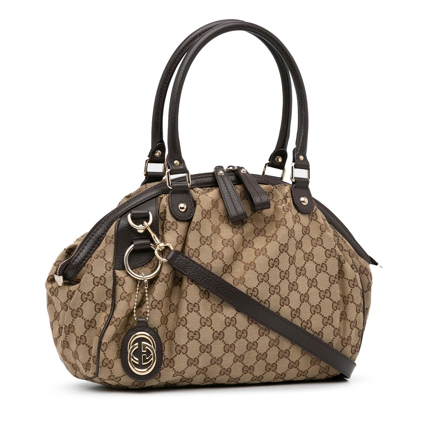 Gucci GG Canvas Sukey Satchel (SHG-OwA3vA)