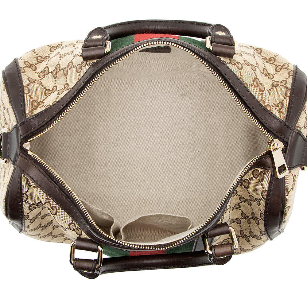Gucci GG Canvas Vintage Web Medium Boston Bag