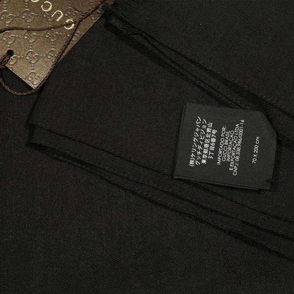 Gucci GG Jaucquard Pattern Knitted Scarf In Black 200cm (GGSM1501)