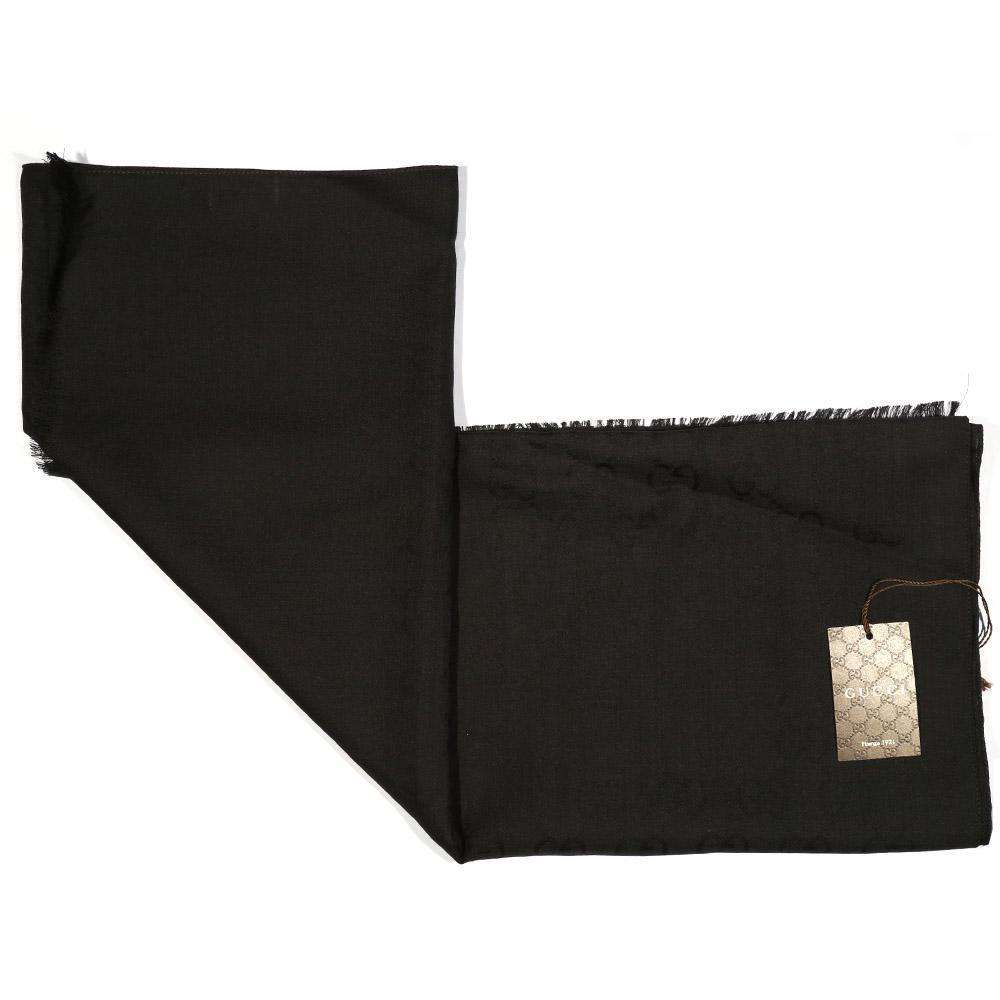 Gucci GG Jaucquard Pattern Knitted Scarf In Black 200cm (GGSM1501)