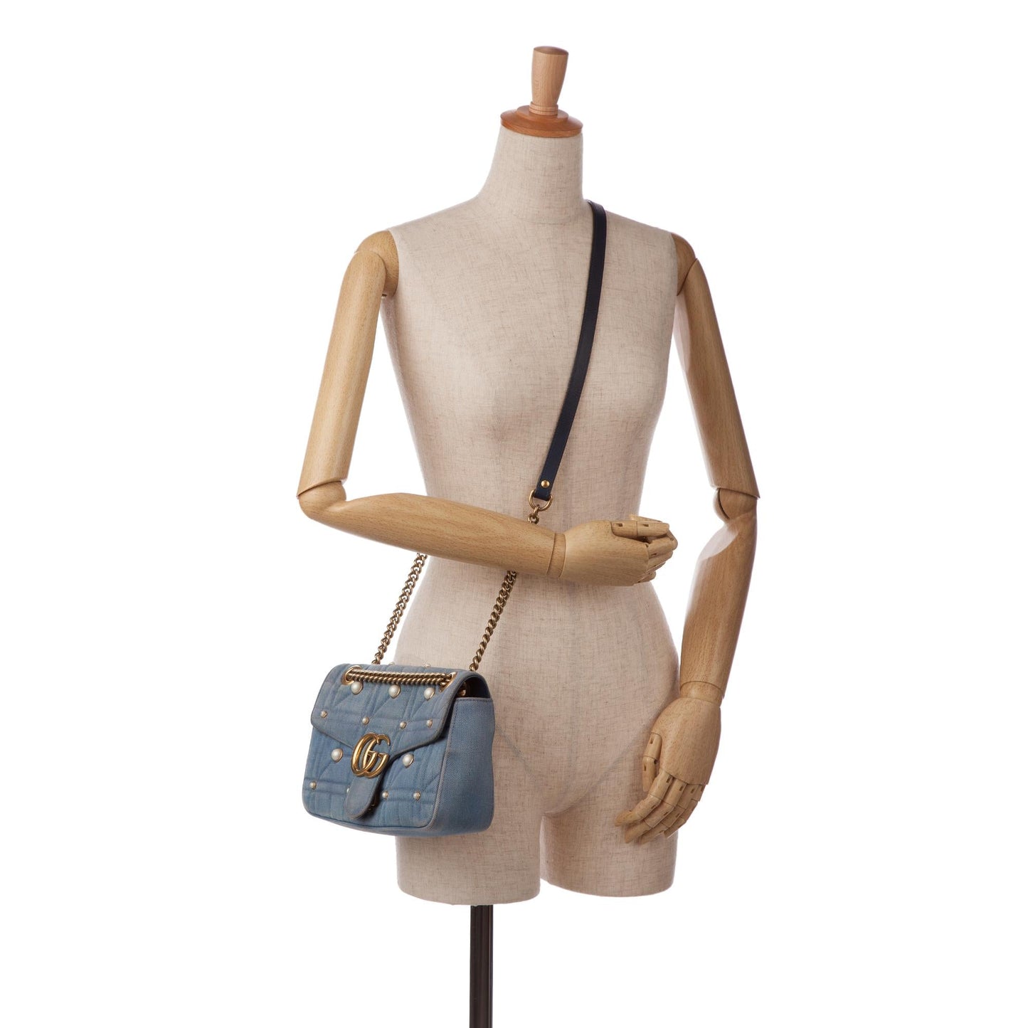 Gucci GG Marmont Pearl Studded Matelasse Crossbody (SHG-lB59yk)