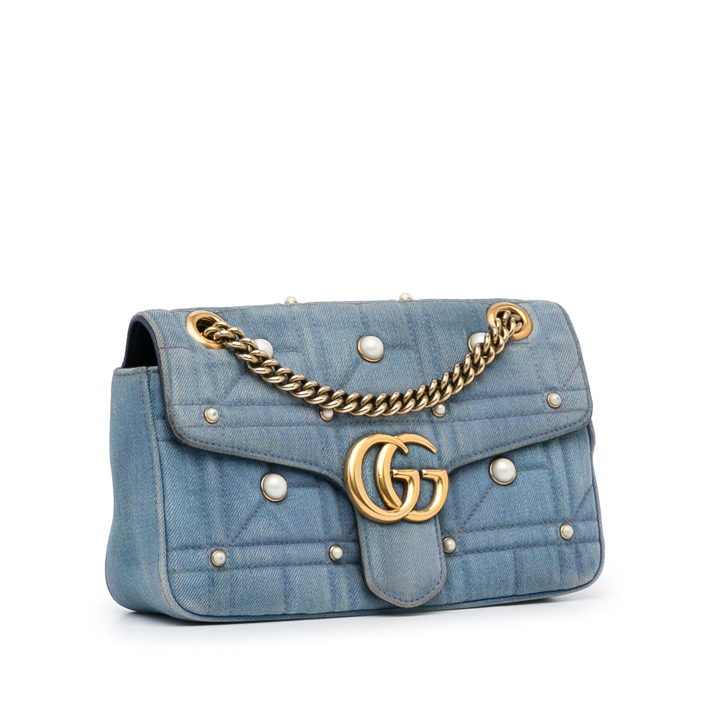 Gucci GG Marmont Pearl Studded Matelasse Crossbody (SHG-lB59yk)