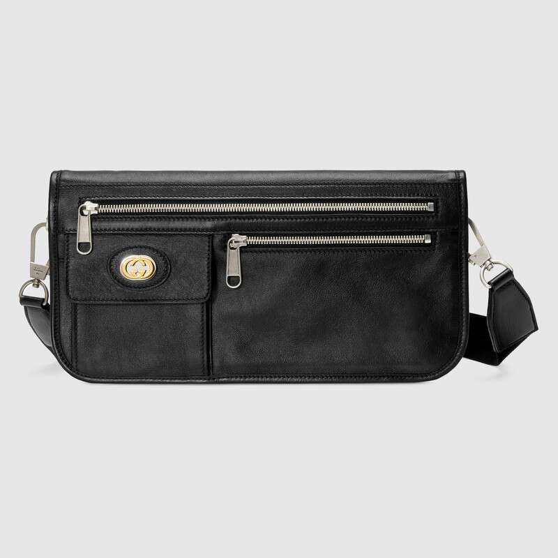 Gucci Medium Soft Leather Messenger Bag In Black