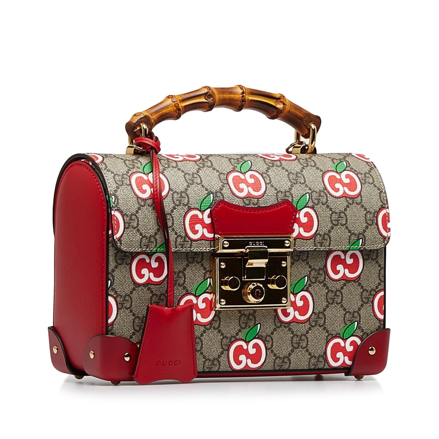 Gucci GG Supreme Apple Bamboo Padlock Satchel (SHG-2S9eJo)