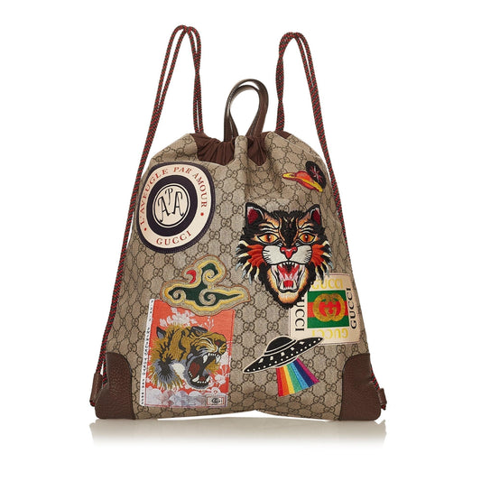 Gucci GG Supreme Courrier Drawstring Backpack