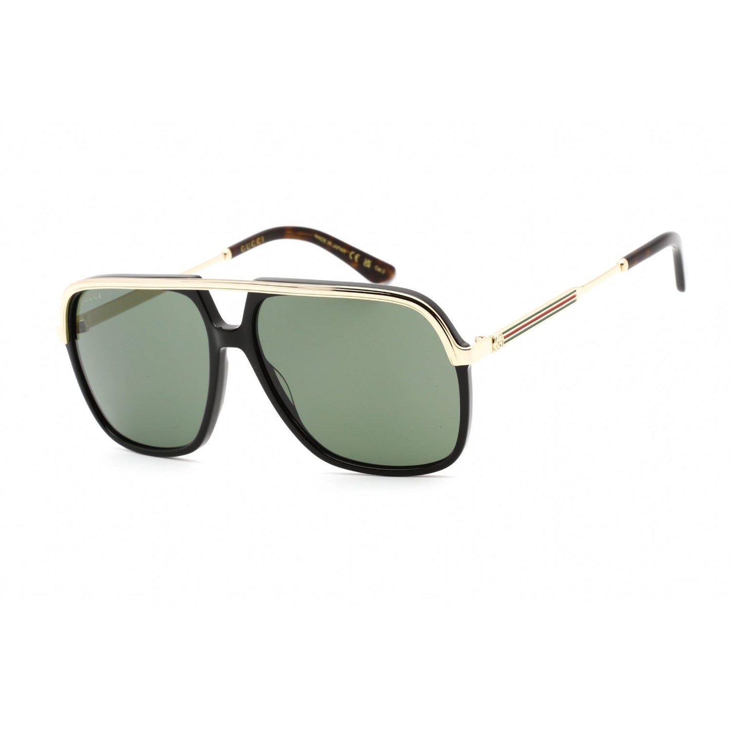 Gucci GG0200S Sunglasses Black/Gold / Green Unisex (S)
