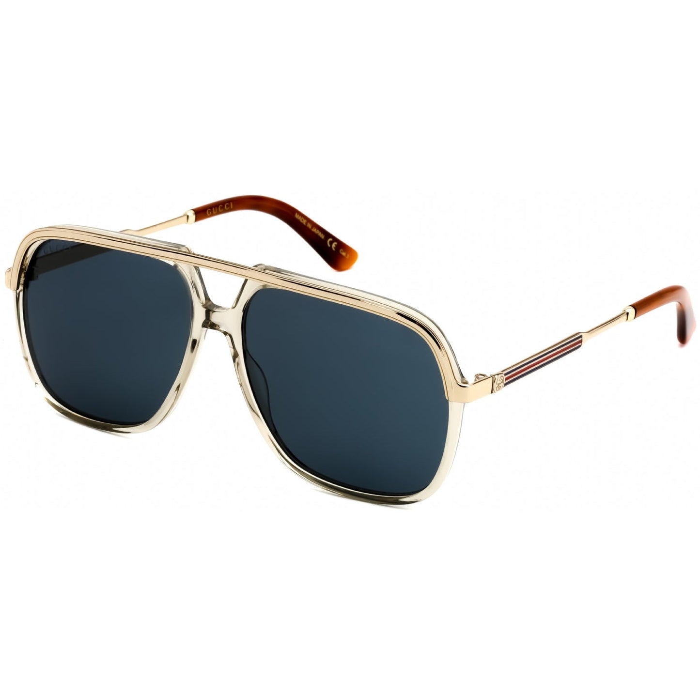 Gucci GG0200S Sunglasses Brown Gold / Blue Unisex (S)
