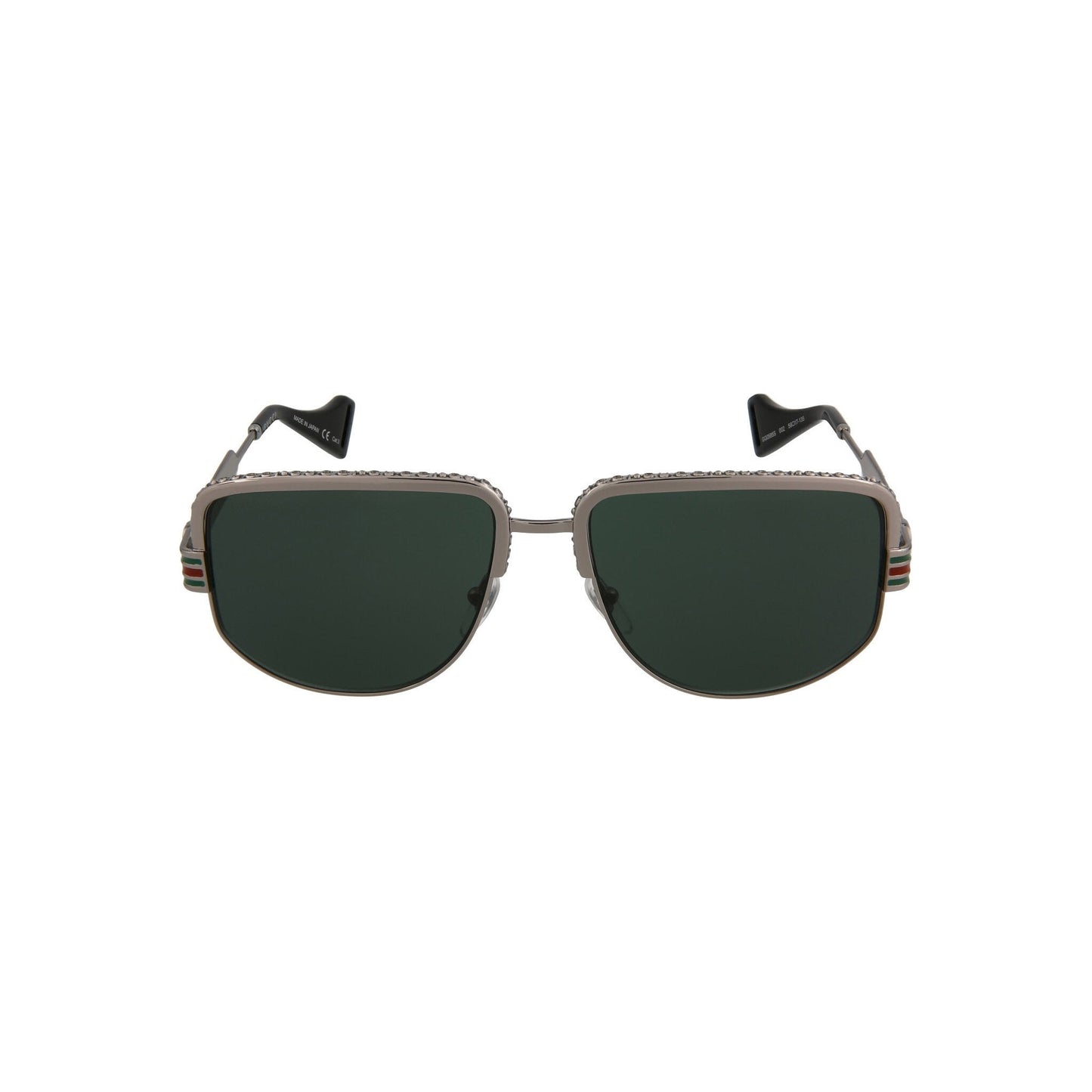 Gucci GG0585S-002 Men's Ruthenium & Green Novelty Sunglasses (S)