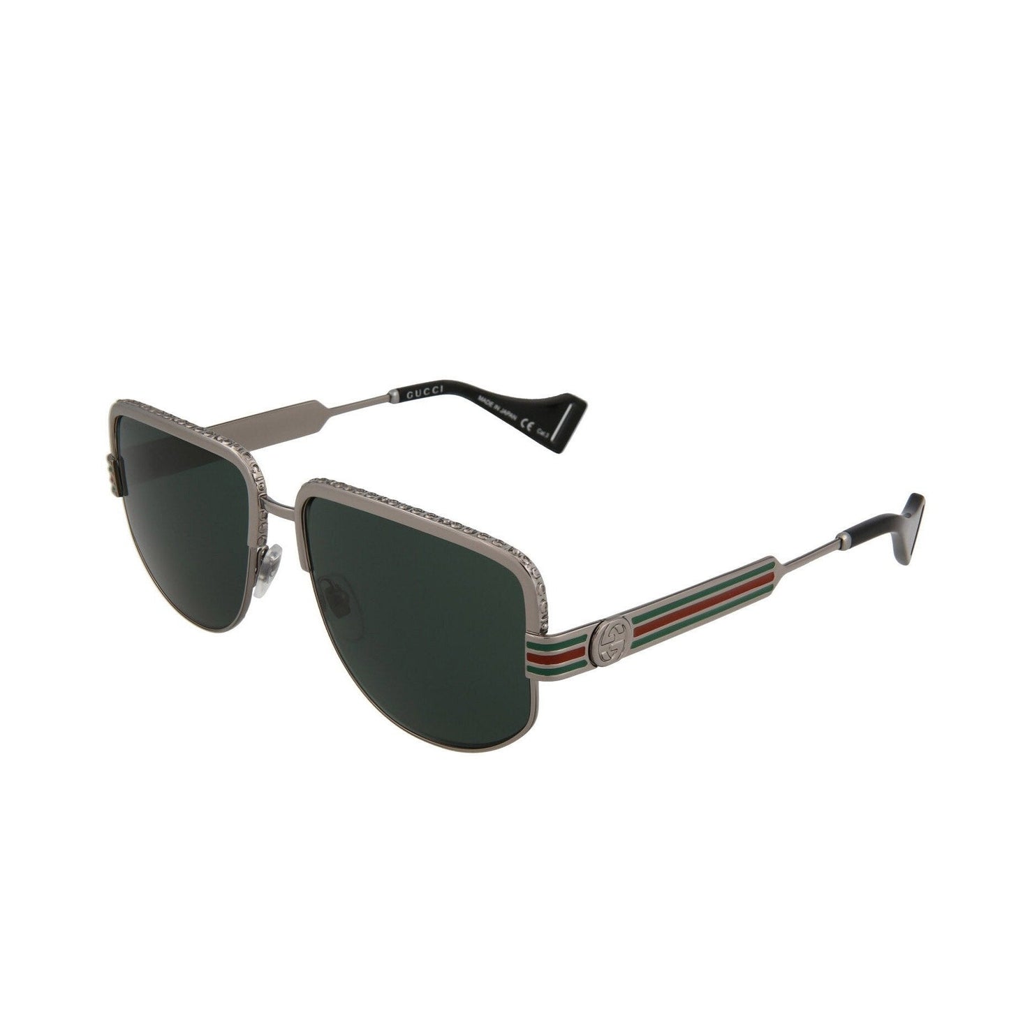 Gucci GG0585S-002 Men's Ruthenium & Green Novelty Sunglasses (S)