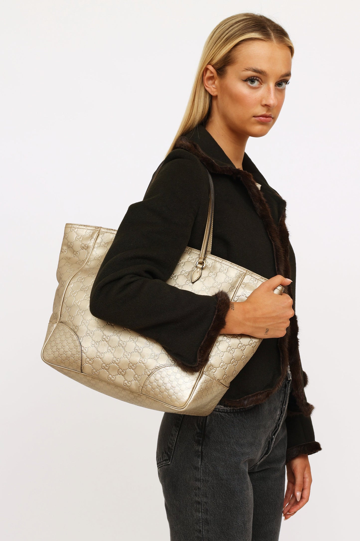 Gold Guccissima Bree Tote Bag