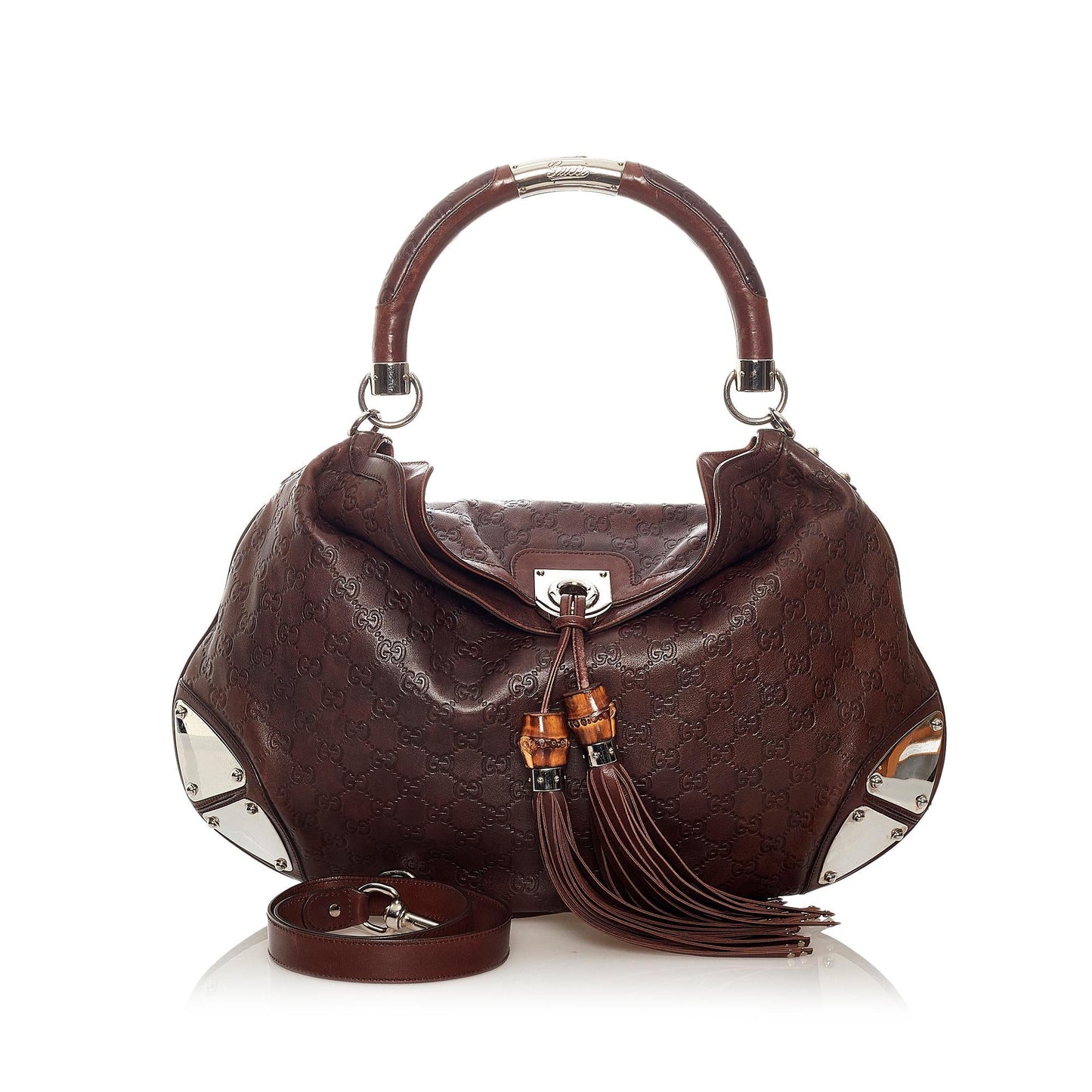 Gucci Guccissima Bamboo Indy Hobo Bag
