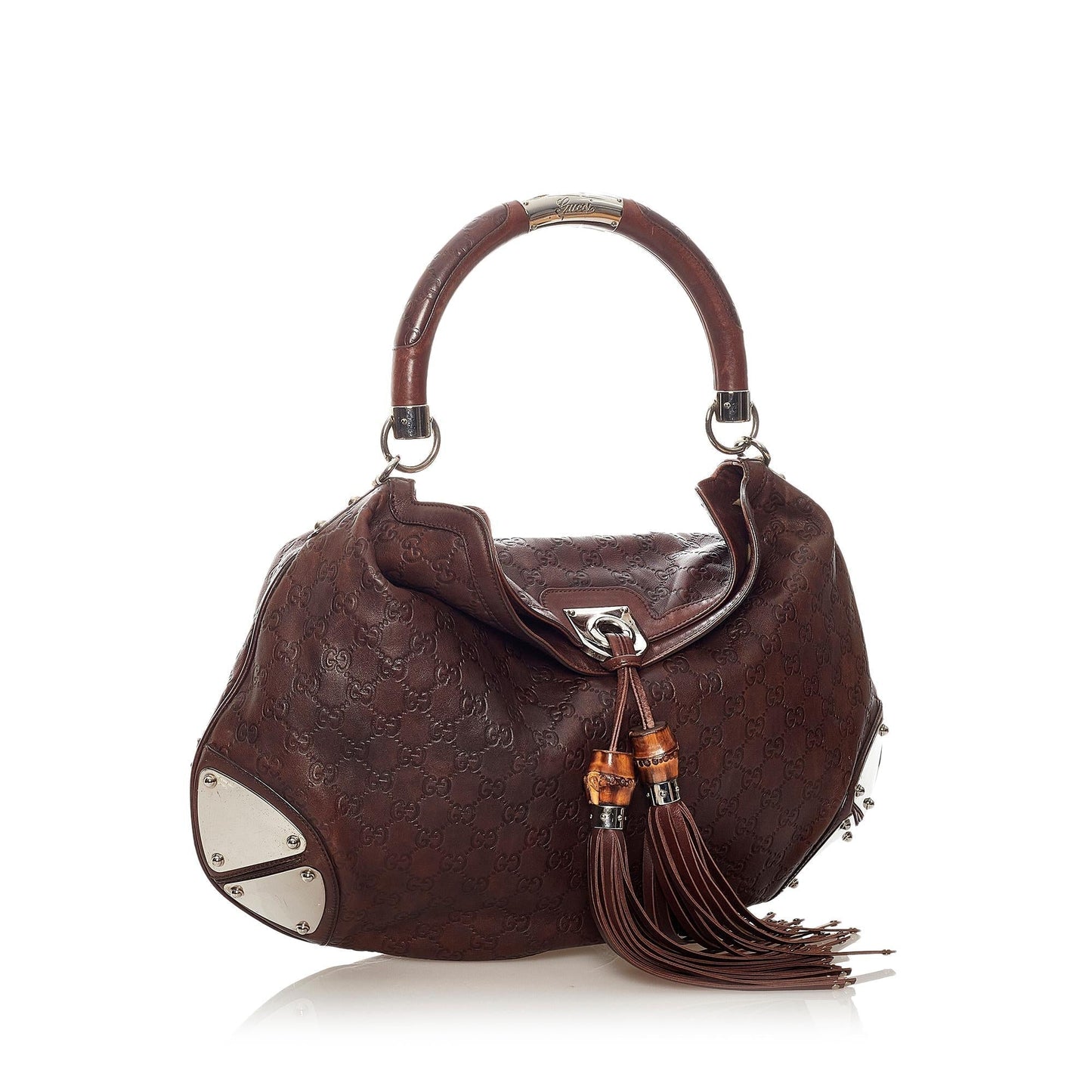 Gucci Guccissima Bamboo Indy Hobo Bag