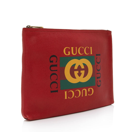 Gucci Leather Logo Zip Pouch (SHF-x1B73m)