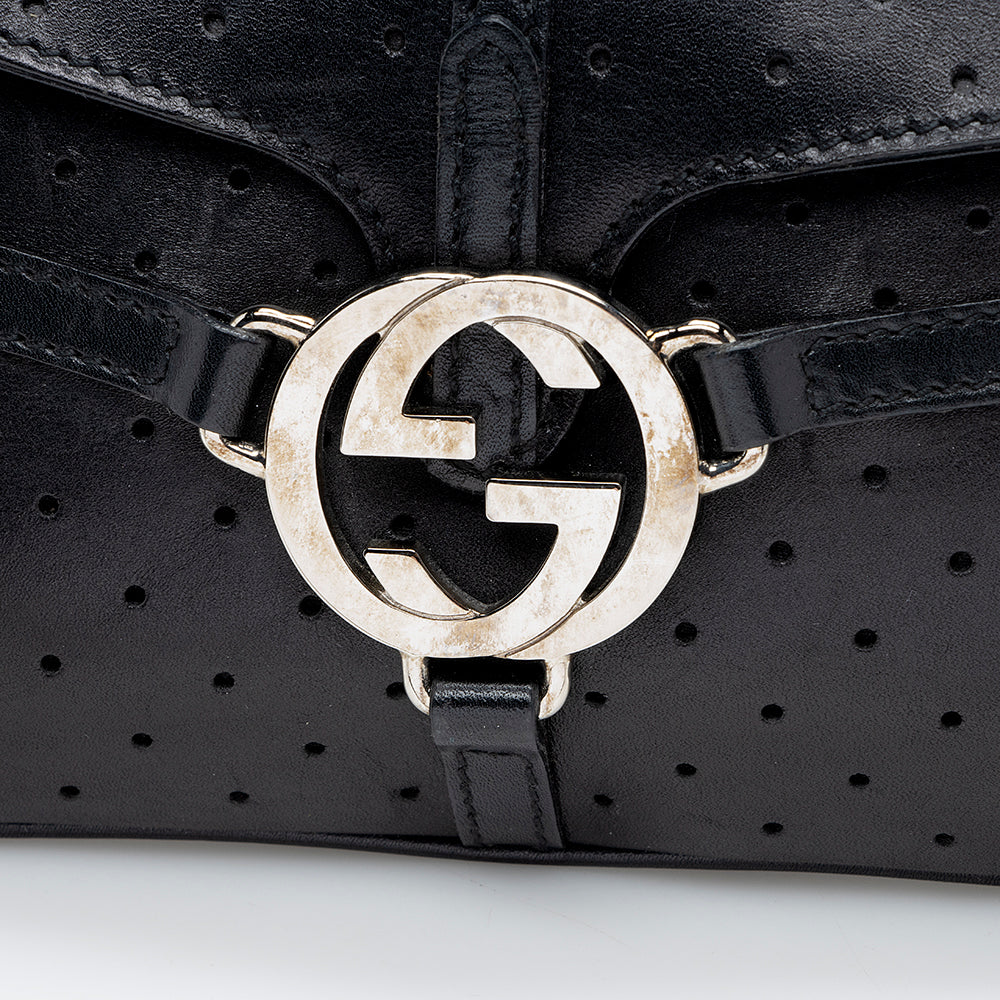 Gucci Leather Perforated Reins Pochette