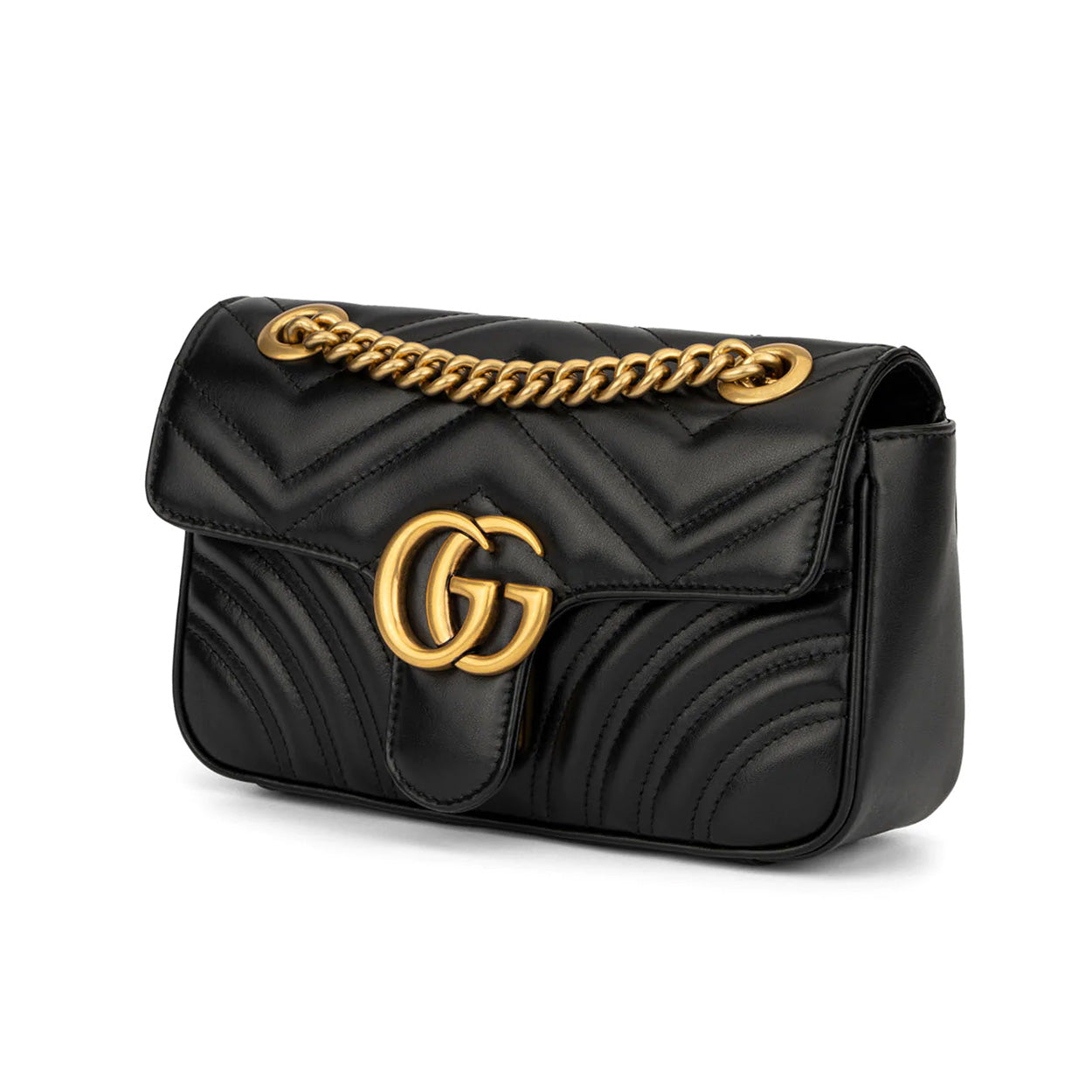 Gucci Marmont 446744 DTDIT 1000 Women's Black Matelassé Leather Mini Shoulder Bag (GG2078)